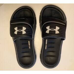 Under Armour 4D Youth Sandals Size 5Y Memory Foam Slides Black/White